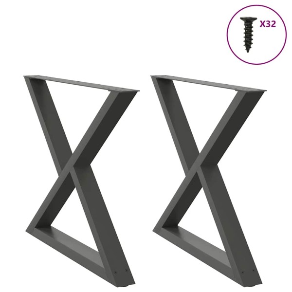 Dining table legs, 2 pcs., anthracite color, 90x(72-73.3) cm, steel