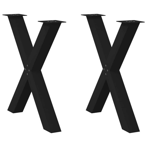 Dining table legs, 2 pcs., black, 70x(72-73) cm, steel, X-shaped
