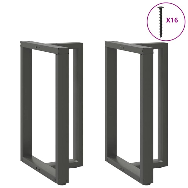 Bar table legs, T-shaped, 2 pcs., anthracite color, 60x35x(90-91) cm, steel