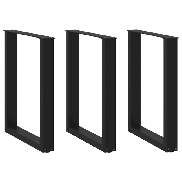 Dining table legs, 3 pcs., black, 70x(72-73) cm, steel, U-shaped