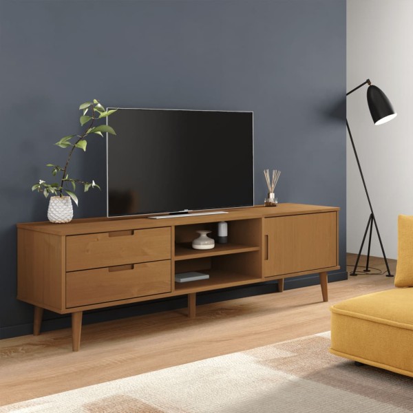 TV cabinet MOLDE, brown, 158x40x49cm, solid pine