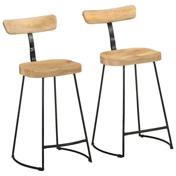 Bar stools, 2 pcs., 49x43x88 cm, solid mango wood