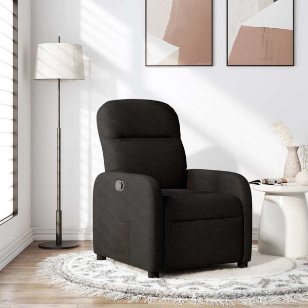 Reclining chair, black, fabric
