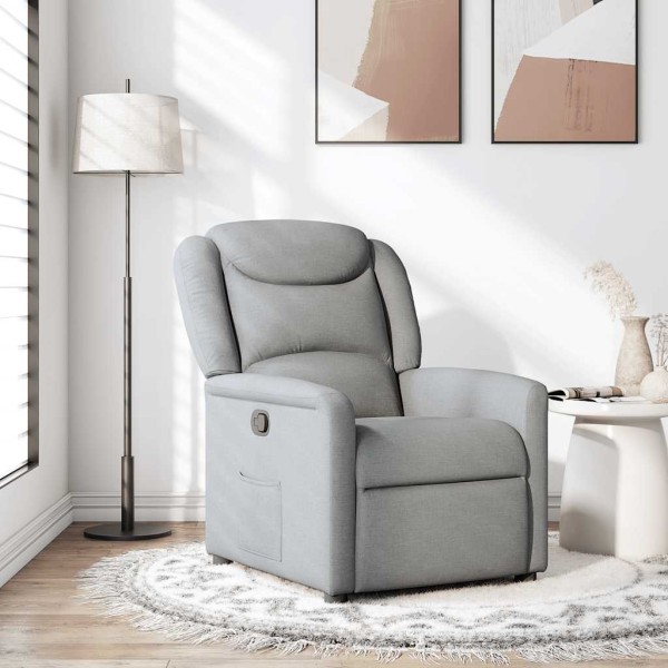 Reclining chair, light gray color, fabric