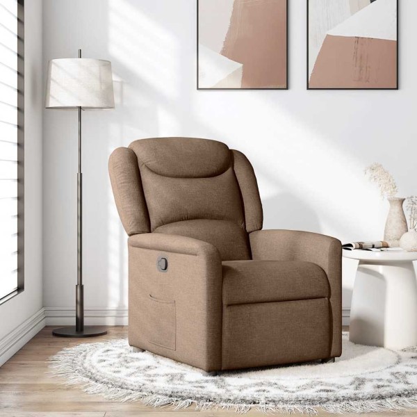 Reclining chair, brown, fabric