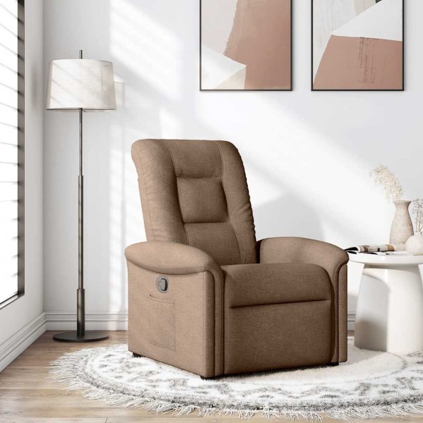 Reclining chair, brown, fabric