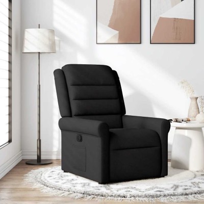 Reclining chair, black, fabric