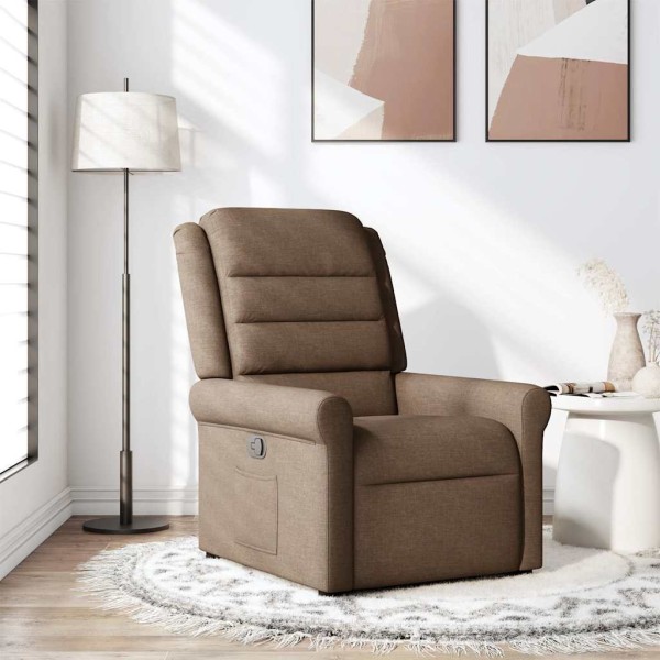 Reclining chair, brown, fabric