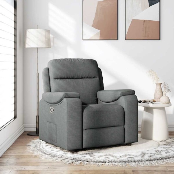 Reclining chair, dark gray, fabric
