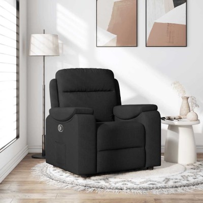 Reclining chair, black, fabric
