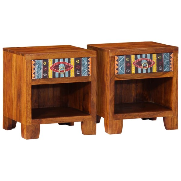Bedside cabinets, 2 units, 40x35x45cm, solid acacia