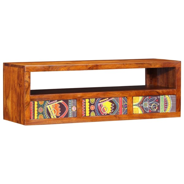 Wall-mounted TV cabinet Multicolor 90x30x30 Acacia solid