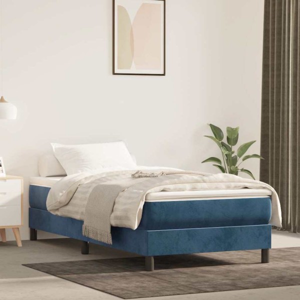 Pocket spring mattress, medium firmness, dark blue, 90x220x20cm, velvet