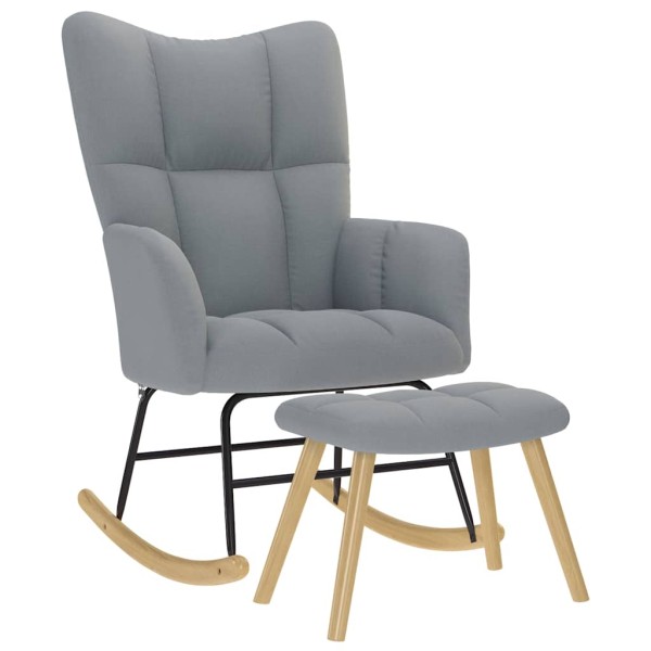 Rocking chair with footrest, light gray color, fabric