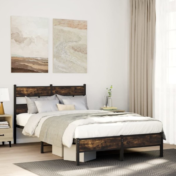 Bed frame with headboard/without mattress, smoke, 120x200cm