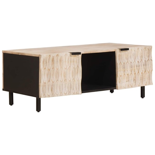 Coffee table White 100 x 54 x 40 cm Solid mango wood