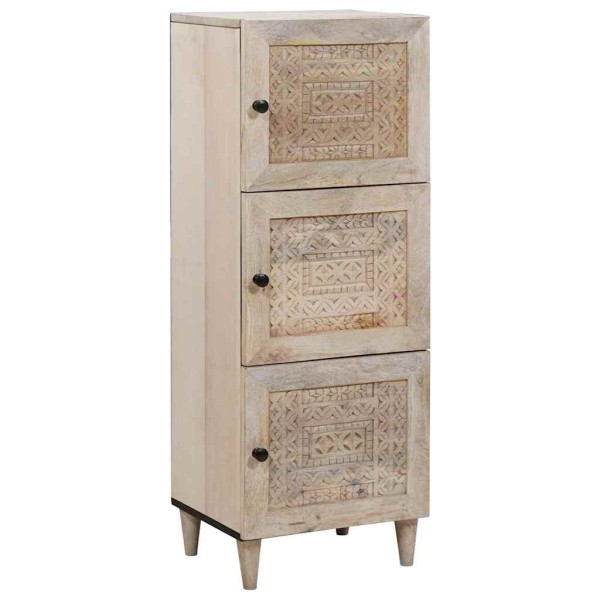 High cabinet White 40 x 33 x 110 cm solid mango wood