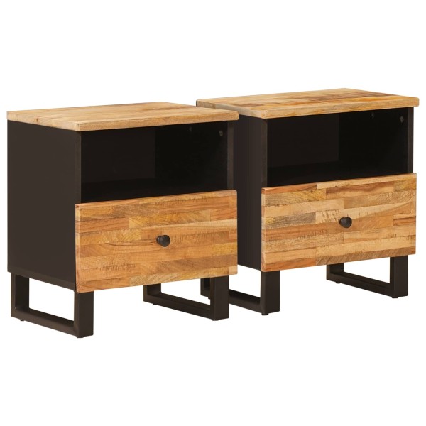Bedside cabinet 2 pcs Brown 40 x 33 x 46 cm Solid mango wood