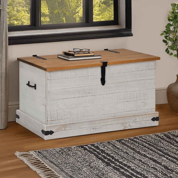 storage chest HALDEN White 91x48x47 cm solid pine