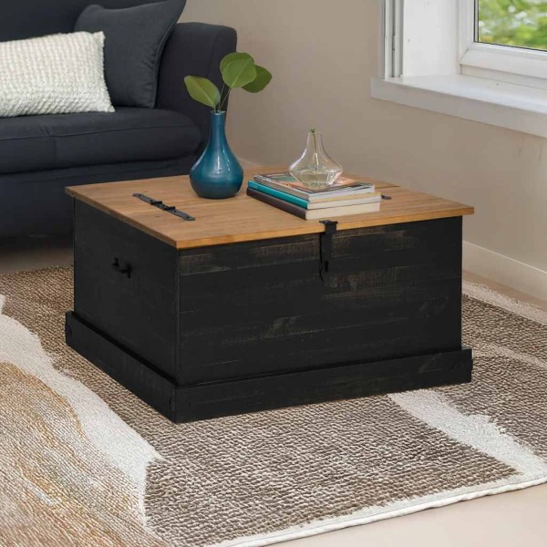 storage chest HALDEN black 91x91x47 cm solid pine
