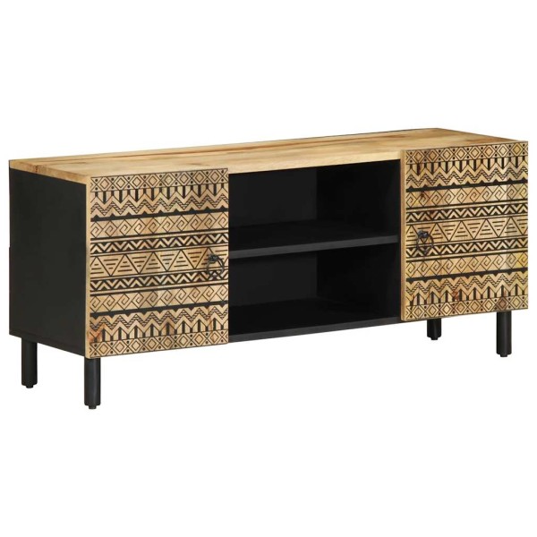 tv cabinet black solid raw mango wood