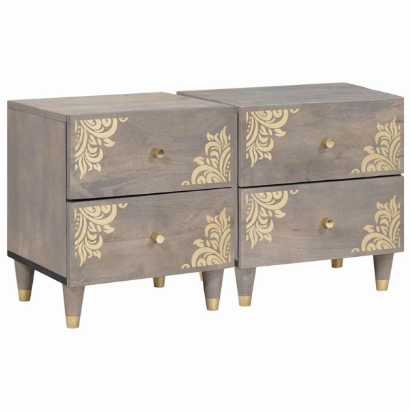 Bedside cabinet with drawers 2 pcs. Gray 40 x 33 x 46 cm