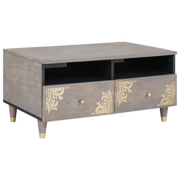 Coffee table Gray 80 x 54 x 40 cm Solid mango wood