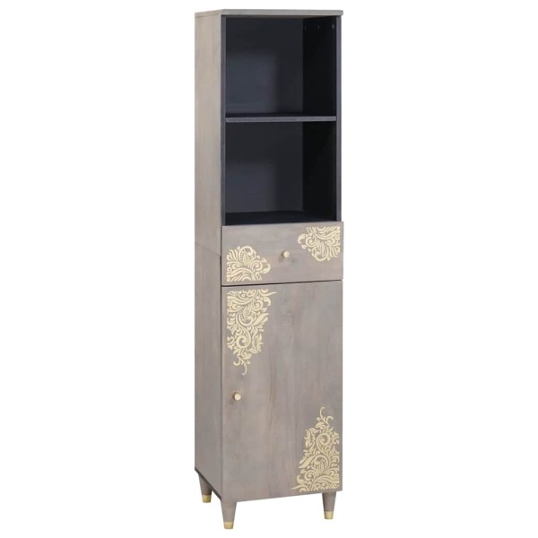 Bathroom cabinet Gray 38 x 33 x 160 cm Solid mango wood
