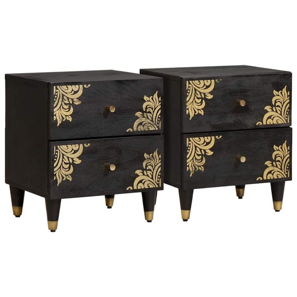 Bedside cabinet with drawers 2 pcs Black 40 x 33 x 46 cm