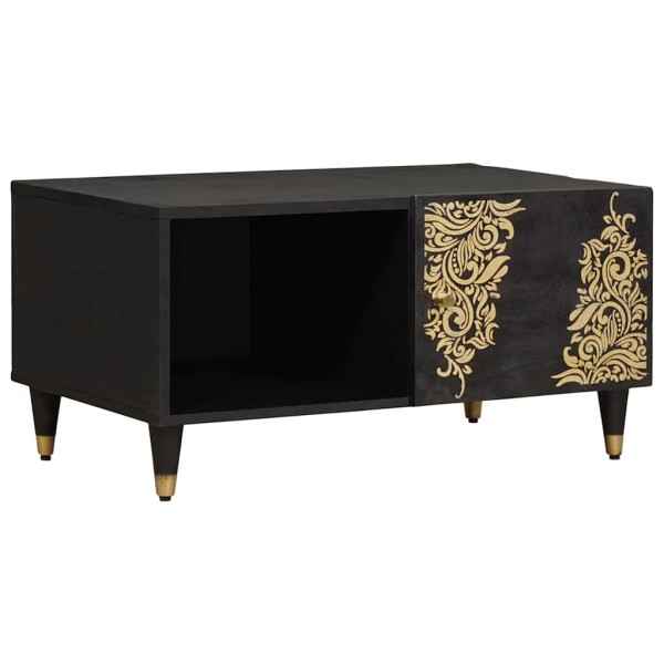 Coffee table Black 80 x 50 x 40 cm Solid mango wood