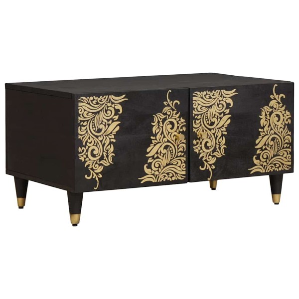 Coffee table Black 80 x 50 x 40 cm Solid mango wood