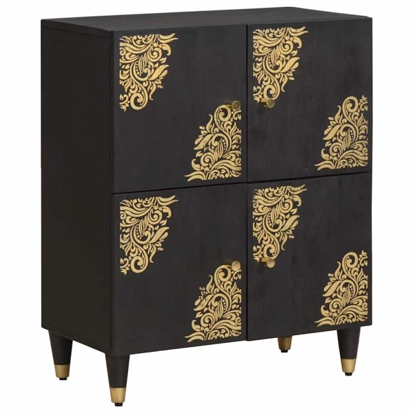 Cabal with shelf Black 60 x 33 x 75 cm Solid mango wood