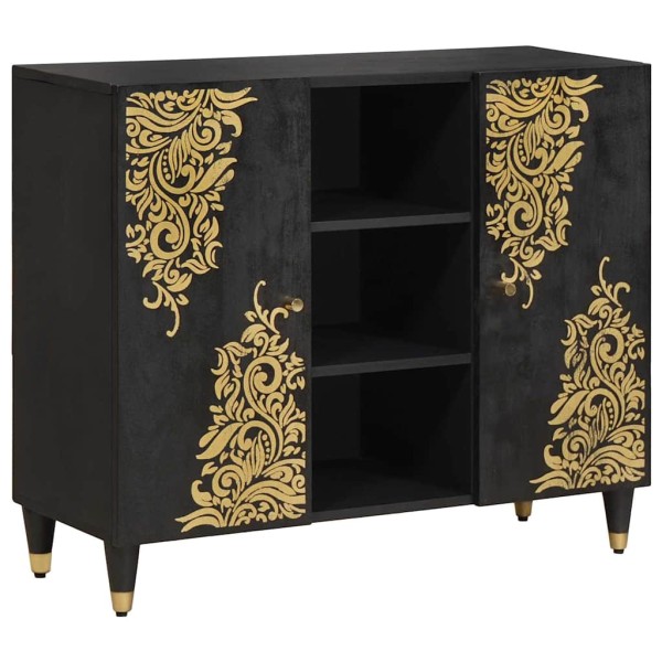 Cabal with shelf Black 90 x 33 x 75 cm Solid mango wood