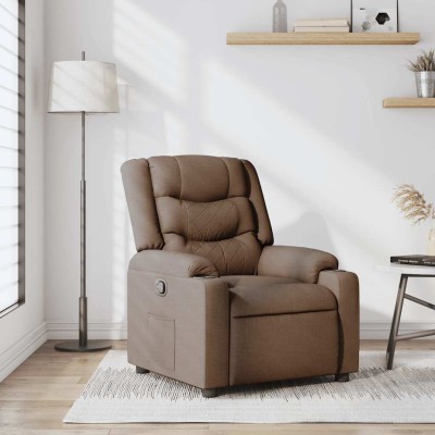 Reclining chair, brown, fabric