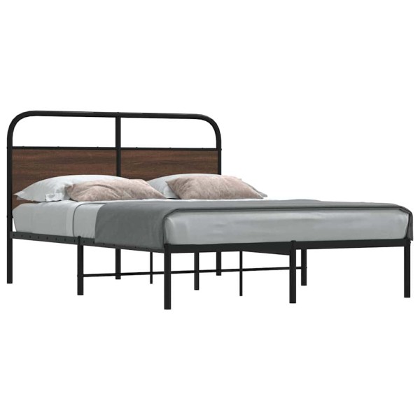 Bed frame without mattress, brown oak, 135x190 cm