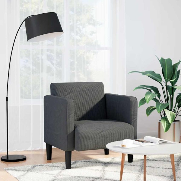Sofa chair with armrests, dark gray, 54 cm, velvet fabric