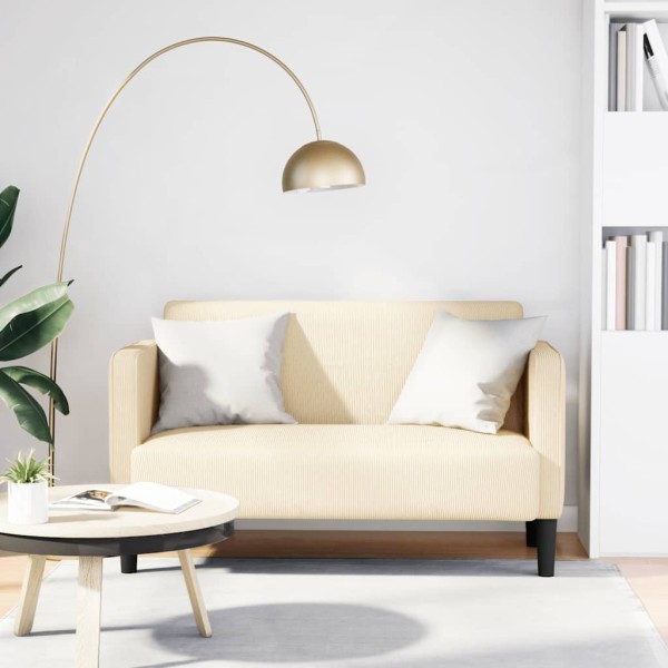 Loveseat sofa, cream, 109cm, velvet fabric