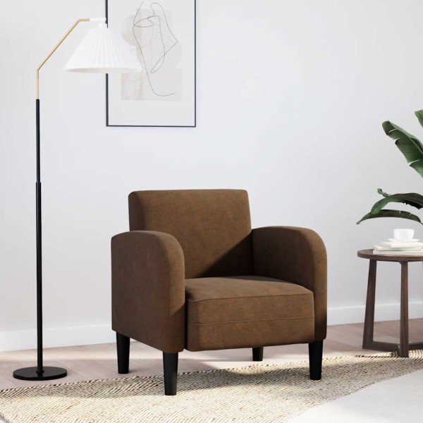 Sofa chair with armrests, brown, 54cm, artificial leather