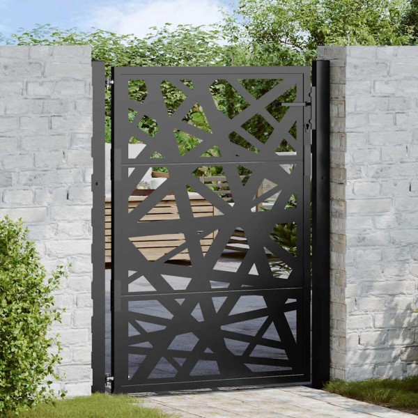 Garden gate, black, 100x125 cm, steel, lamp design