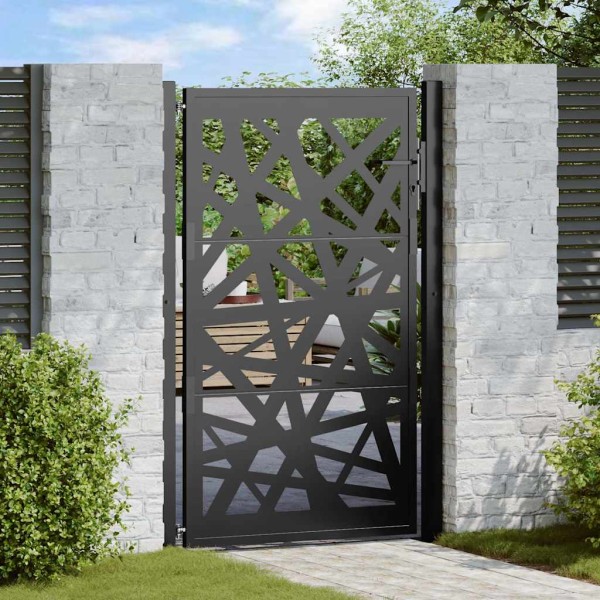 Garden gate, black, 100x150 cm, steel, lamp design