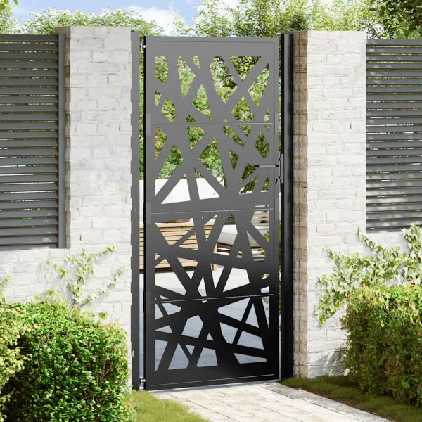 Garden gate, black, 100x200 cm, steel, lamp design