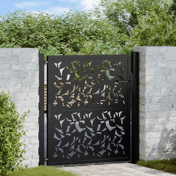 Garden gate, black, 100x100 cm, steel sheet pattern