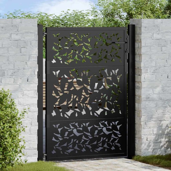 Garden gate, black, 100x125 cm, steel sheet pattern