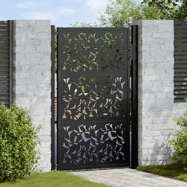 Garden gate, black, 100x150 cm, steel sheet pattern