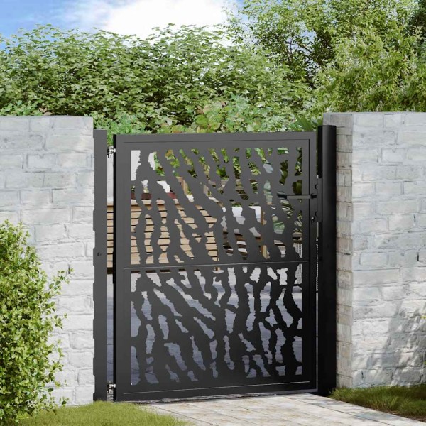 Garden gate, black, 100x100 cm, steel, ledge pattern