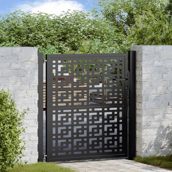 Garden gate, black, 100x100 cm, steel, cross pattern