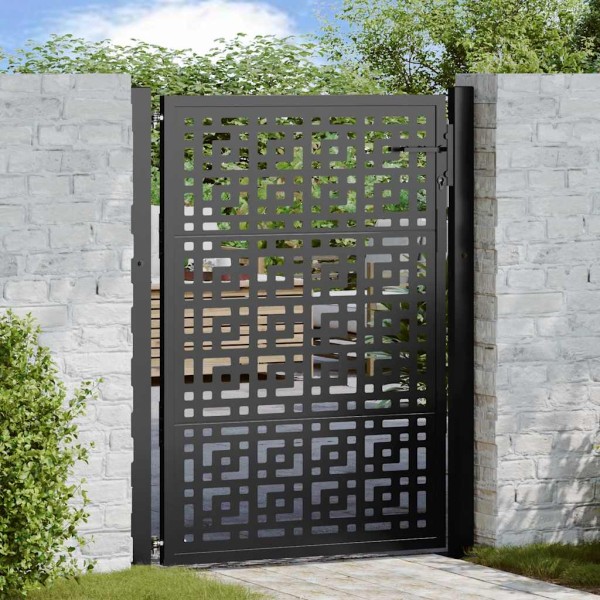 Garden gate, black, 100x125 cm, steel, cross pattern