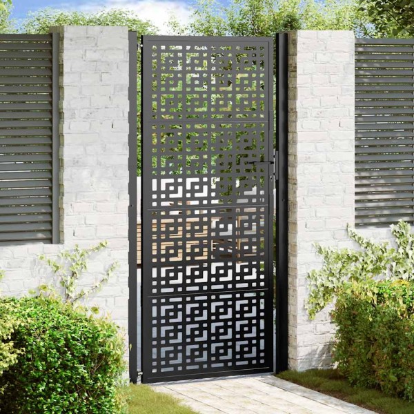 Garden gate, black, 100x200 cm, steel, cross pattern
