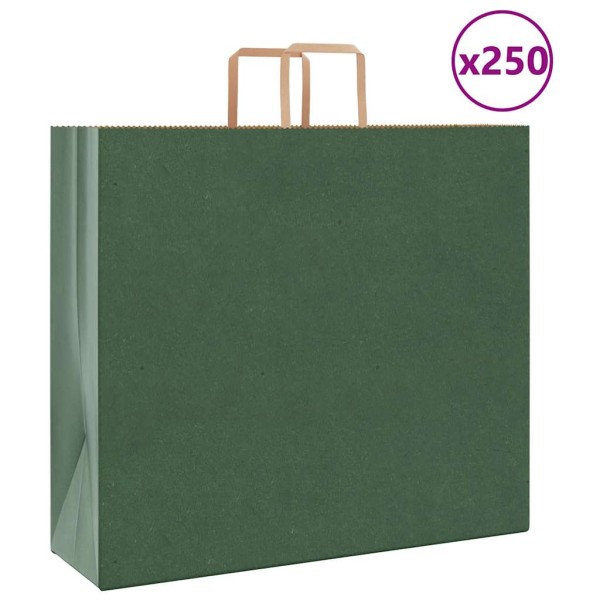 Paper bags 250pcs. with handles, green, 54x15x49cm