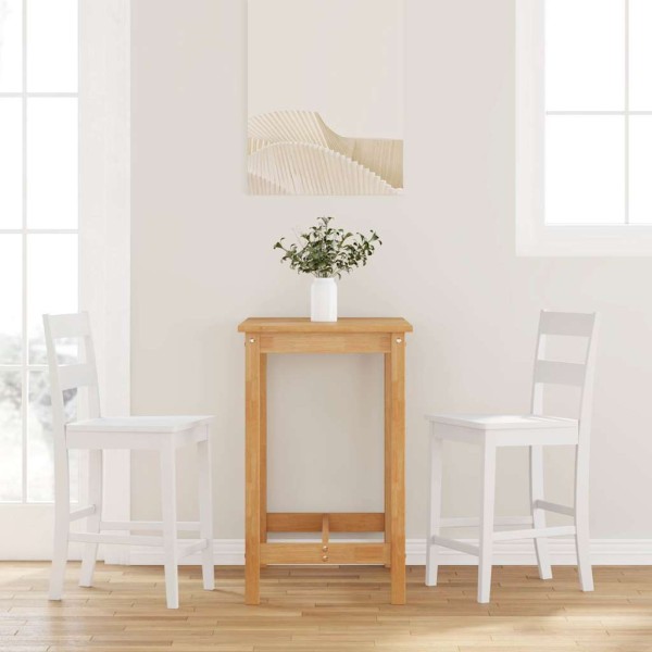 Bar stools, 2 pcs., white, solid rubber wood